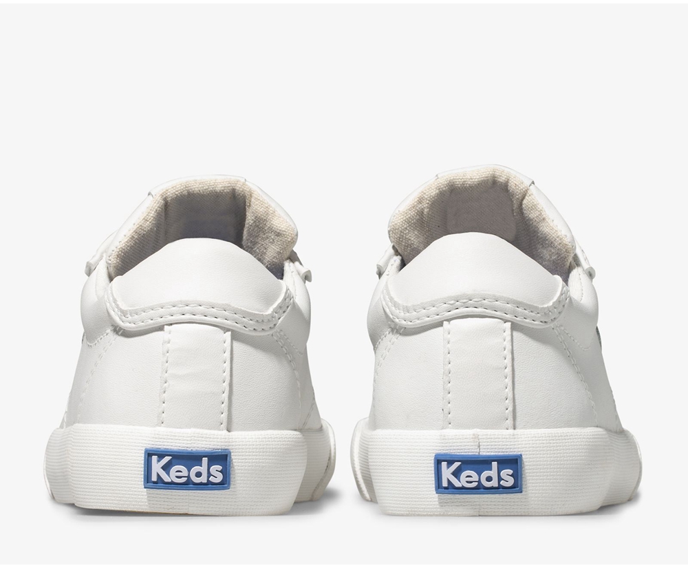 Πανινα Παπουτσια Παιδικα - Keds Crew Kick 75 Δερματινα - Λευκα - FRTYA1640